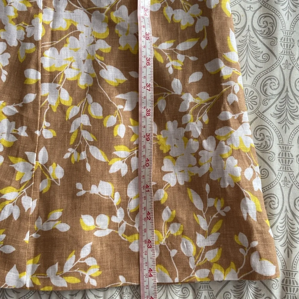 Draper James June Dress Shadow Floral Linen White Tan Yellow XS or 0 - Picture 15 of 17